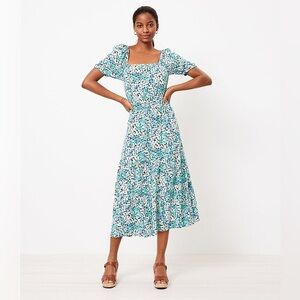 Square Neck Floral Midi Dress Loft XS